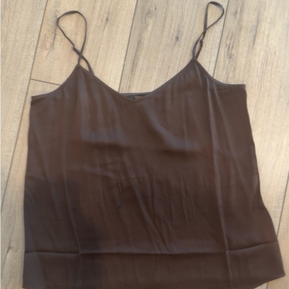 Quince Brown Satin Spaghetti Strap Cami - Picture 3 of 4